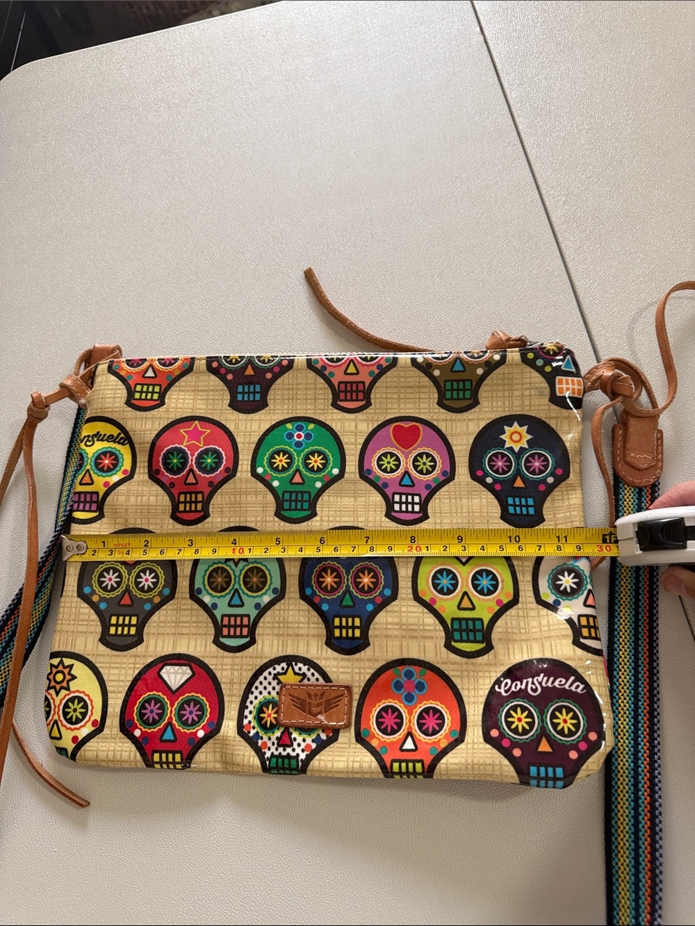 Consuela Multicolor Sugar Skull Crossbody in Tan and Bright Accents - Picture 5 of 5